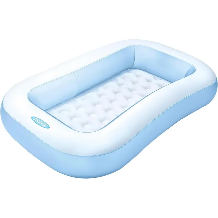 Intex Piscina Hinchable Infantil Rectangular, 166x100x25 cm, 90 litros de Capacidad, Suelo Hinchable para Mayor Comodidad, Piscina Azul para niños Desde 2 años, Incluye Parche de reparación (57403) - 1