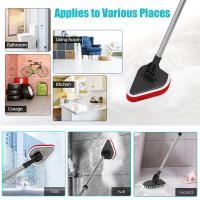 Cepillo De Limpieza Para Azulejos 3 En 1 Con Mango Largo Escobilla De Limpieza Para Baño Y Piso Esponja Triangular Rotatoria De 180° Retráctil De Plástico Acero Inoxidable Y Microfibra - details 17