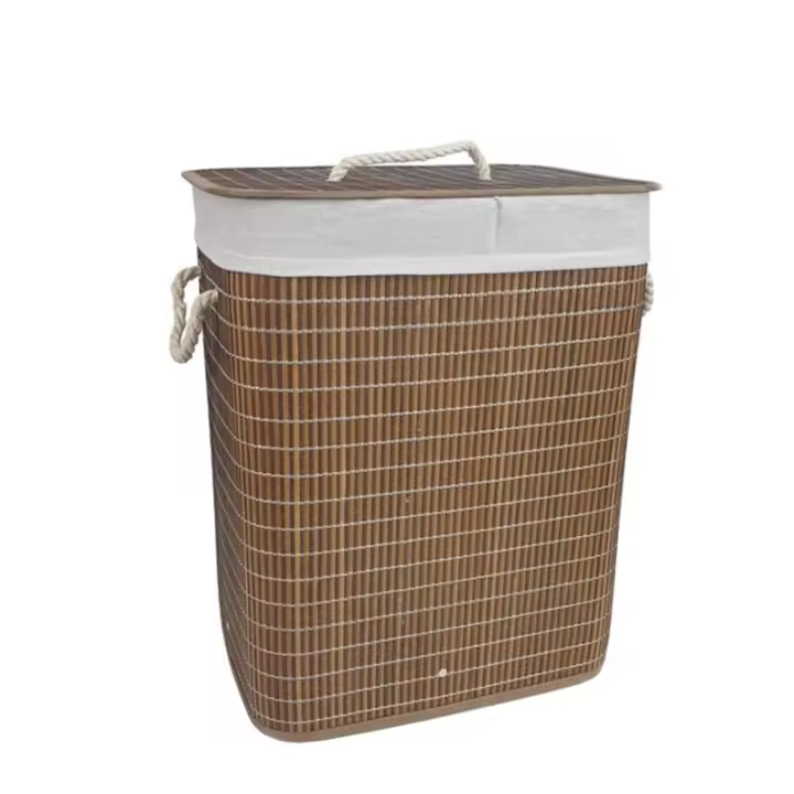 Cesto de la Ropa Sucia con Tapa Cesto de Lavandería de Bambú Plegable con Bolsa Lavable Extraíble Asas para Lavandería Dormitorio - 1