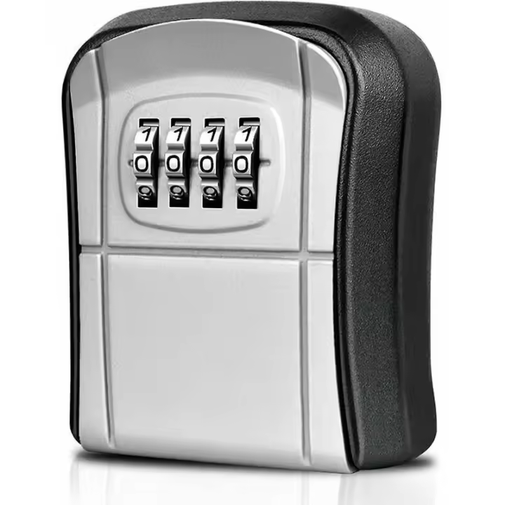 Caja de seguridad para llaves montada en la pared con estuche impermeable y código de 4 dígitos para almacenamiento seguro de llaves. - 1