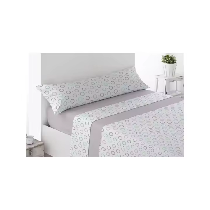 Bajera, Sábana Plana y 1 Funda de Almohada( cama 90-105-135-150-180), modelo círculo, Poliéster Microfibra - 1