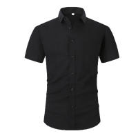 Camisa Corta De Algodón Para Hombres Estilo Casual Playa Color Sólido Cuello En V Talla Grande En Verano - details 1