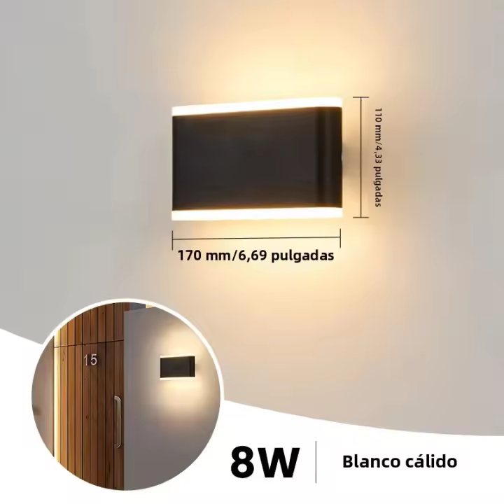 Lámpara De Pared LED Impermeable IP66 Para Exterior Y Interior Iluminación Para Jardín Pasillo Dormitorio Sala De Estar Estilo Moderno - 1
