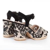 KTEY 523 BRIGIDA Sandalias plataforma mujer 32575 24V SANDALIA CRUZADA TACON YUTE ENCAJE NEGRO - details 1