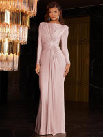 Vestido Maxi Dulzura Elegante Y Sólido Con Hombros Acentuados Y Cintura Definida Para Fiesta De Noche Mujer Otoño Invierno - details 32