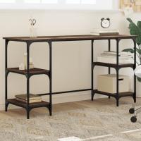 vidaXL Escritorio metal madera de ingeniería 140x50x75 cm en color Roble Sonoma/Gris sonoma/Marrón roble | estructura resistente ideal para salón dormitorio o estudio - details 2
