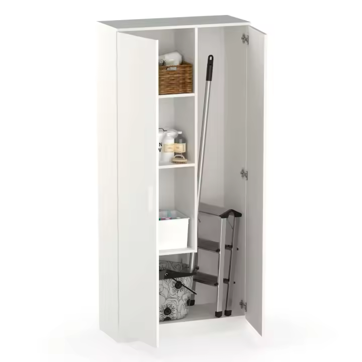 Miroytengo Armario Multiusos Escobero 1 Estante Superior regulable en Altura Blanco Melamina 180x80x35 cm - 1
