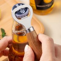 Abrebotellas De Acero Inoxidable Con Mango De Madera Sólida Para Uso Doméstico 1 Pieza Herramienta De Apertura De Botellas - details 0