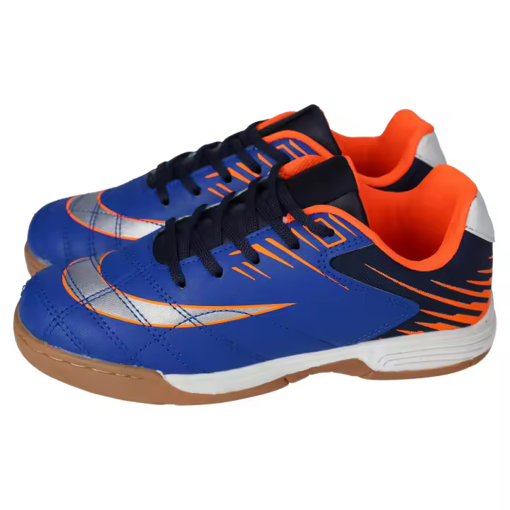 Deportivos marca DEMAX para niño en color royal. Zapatillas de fútbol para niños, deportivas con cordones en color azul royal - 1