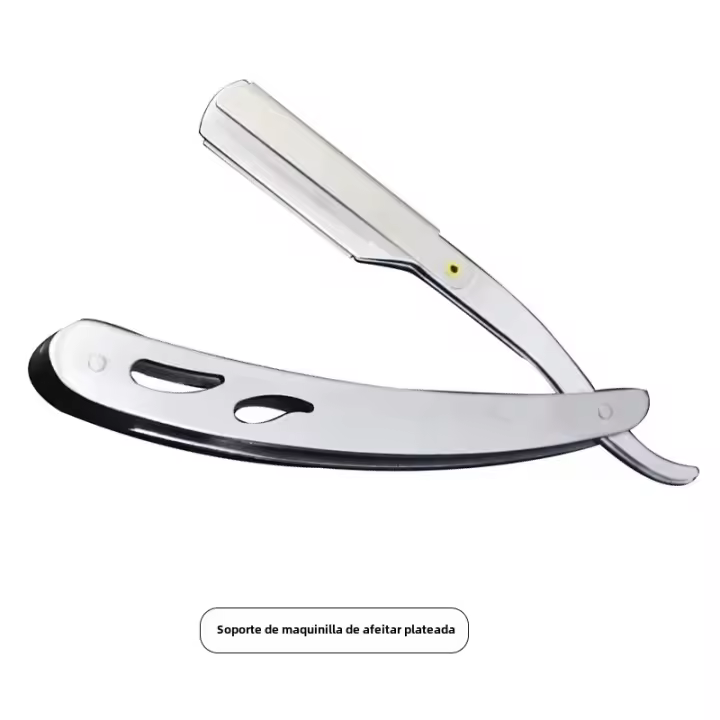 Cuchillo De Afeitar Para Hombres Herramientas De Barbero Antigua Y Negra Plegable Con Portarrazor De Acero Inoxidable Cuchillas Incluidas - 1