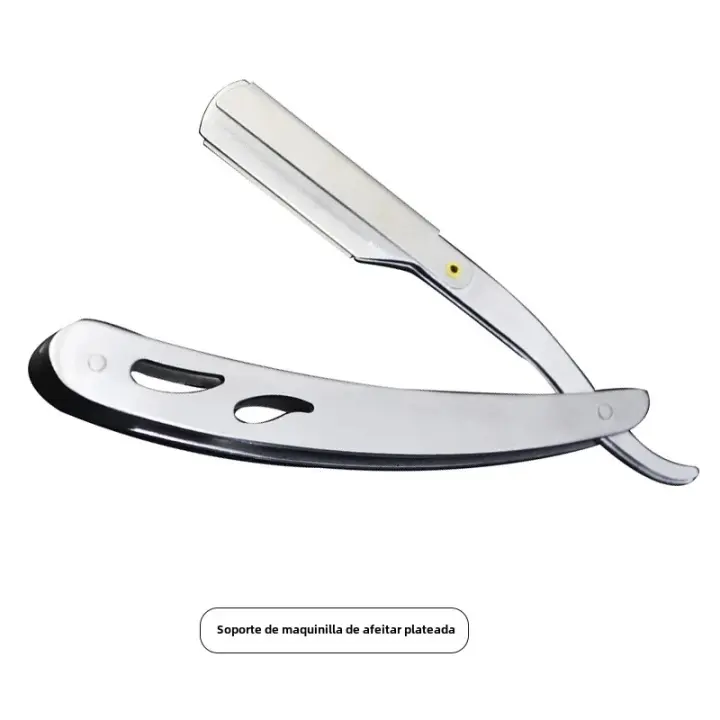 Cuchillo De Afeitar Para Hombres Herramientas De Barbero Antigua Y Negra Plegable Con Portarrazor De Acero Inoxidable Cuchillas Incluidas - 1