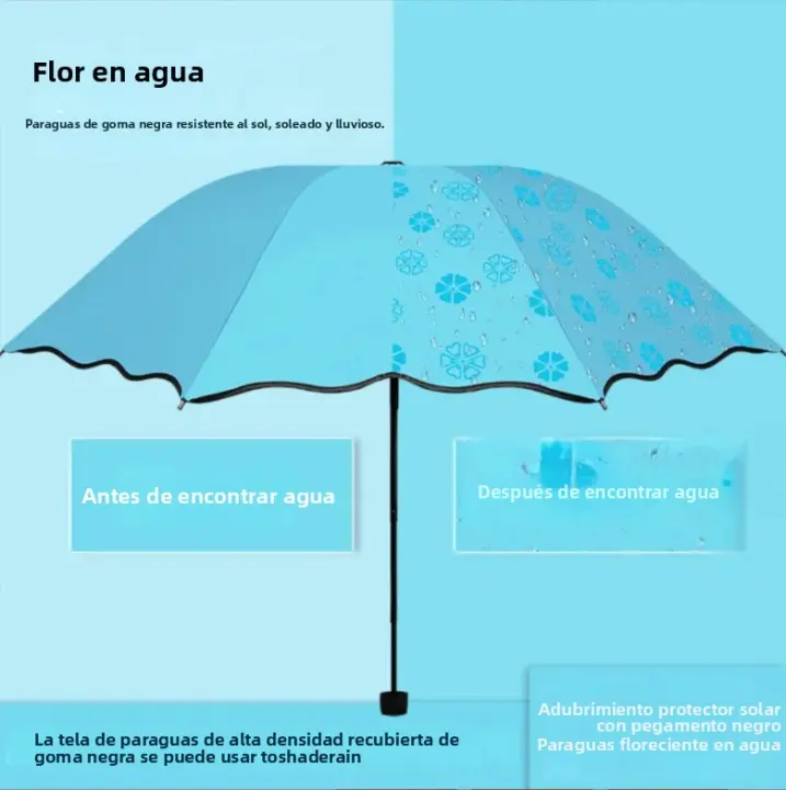 Paraguas Plegable Mágico Con Patrón De Agua De Lluvia Resistente Al Viento Y Protección Solar Para Deportes Al Aire Libre Y Protección UV - 1