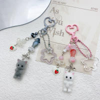 Llavero De Gato Lindo Con Estrella Y Patas De Cinco Puntos Lanyard Antipérdida Para Móvil Y Auriculares Colgante Para Mujer - details 1
