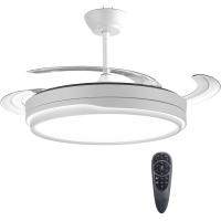 Ventilador de techo con luz de 84 W, ultra silencioso, invisible, con mando a distancia y aspas retráctiles, función verano-invierno, mando integrado blanco nieve Clase energética F iotostark-LEDUNI - details 0