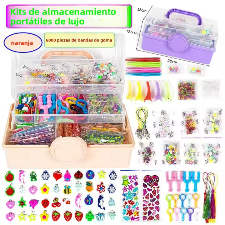 Juego De Joyería Arcoíris Tejido En Tres Capas Para Crear Pulseras Collares Accesorios Para Cabello Y Fundas De Móvil Kit De Manualidades Para Niñas - 1