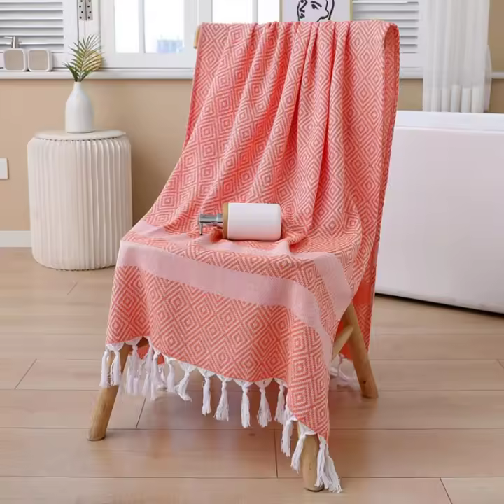 Toalla De Baño De Algodón Tejida Suave Y Rápida Secado Toalla De Playa Viaje Manta 39.37*70.87 Pulgadas Absorción Baja a Media - 1