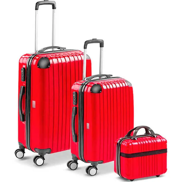 Juego Maletas Set 3 Cabina Rígidas Ruedas TSA Trolley Rojo  Gridinlux - 1