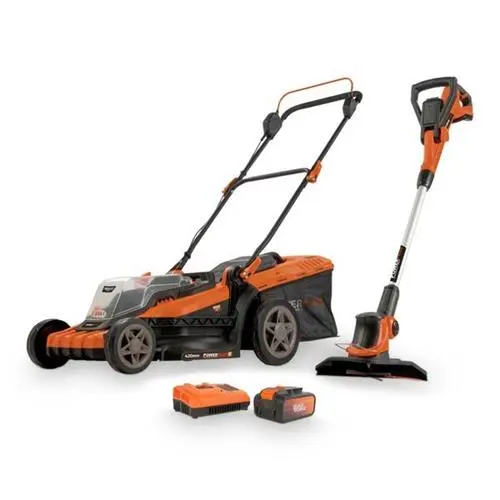 Cortacesped POWERPLUS 4 piezas (2x20v bat. + cargador) - 1