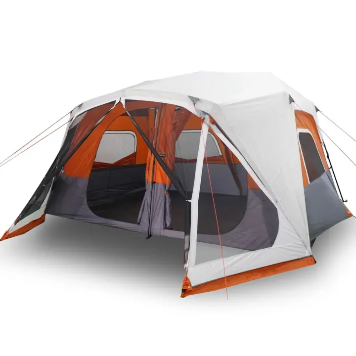 vidaXL Tienda familiar LED 10 personas apertura rápida gris naranja - 1
