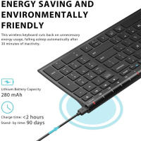 Jomaa Teclado Y Ratón Inalámbricos Ultrafinos USB 2.4G + Bluetooth Recargables Con Funciones Multimedia Para Oficina Doméstica - details 14