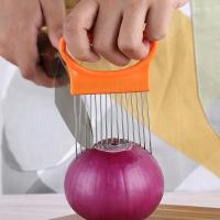 Soporte De Dientes Para Cebolla En Acero Inoxidable Cortador De Alimentos Auxiliar De Cocina Para Verduras Y Tomates - details 2