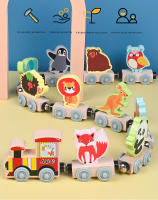 Juguetes De Tren Magnético De Madera Pequeños Para Niños Puzzle De Construcción Magnética Bloques Para Bebés Temática De Transporte Y Animales - details 0