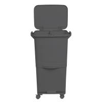 Papelera de reciclaje de clasificación selectiva con pedal, rudas y asa de doble compartimentos Color Negro antracita de 38L (24L + 14L) - details 8