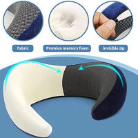 Almohada De Memoria Para El Cuello U Tipo Viaje Portátil Descanso Del Mediodía Aéreo Bolsa De Transporte Soporte Cervical Para Dormir Y Camping - details 6