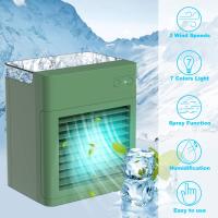 Mini Refrigerador de Aire, aire acondicionado portátil con humidificador, Carga USB, 3 velocidades ajustables y Luces LED de 7 Colores, para el hogar, dormitorio, oficin, exterior (verde) - details 1