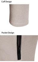 Chaqueta De Punto Para Hombre Con Capucha Y Forro De Plush Thicken Cardigan De Invierno Estilo Casual Cierre De Cremallera Manga Larga Color Sólido - details 9