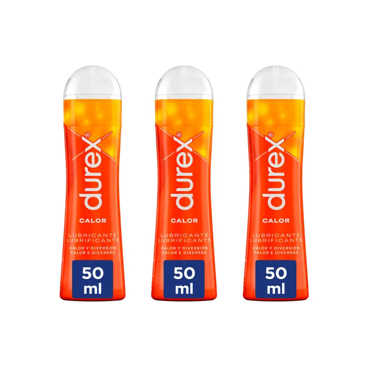 Durex - Lote Set 3x Lubricantes Efecto Calor 50ml, Diversión, Sexo Seguro - 1