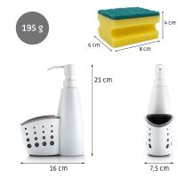 Dispensador de jabón líquido para Cocina y baño con portaestropajo y Estropajo de Cocina Incluido. Dosificador de jabón Blanco Cocina y Baño - details 2