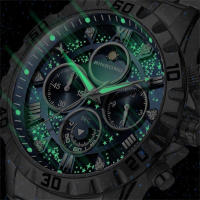 Reloj De Hombre Impermeable Con Cronógrafo Y Dial 3D De Estrella Galáctica Luminosa De Acero Inoxidable Para Regalo De Cumpleaños - details 6