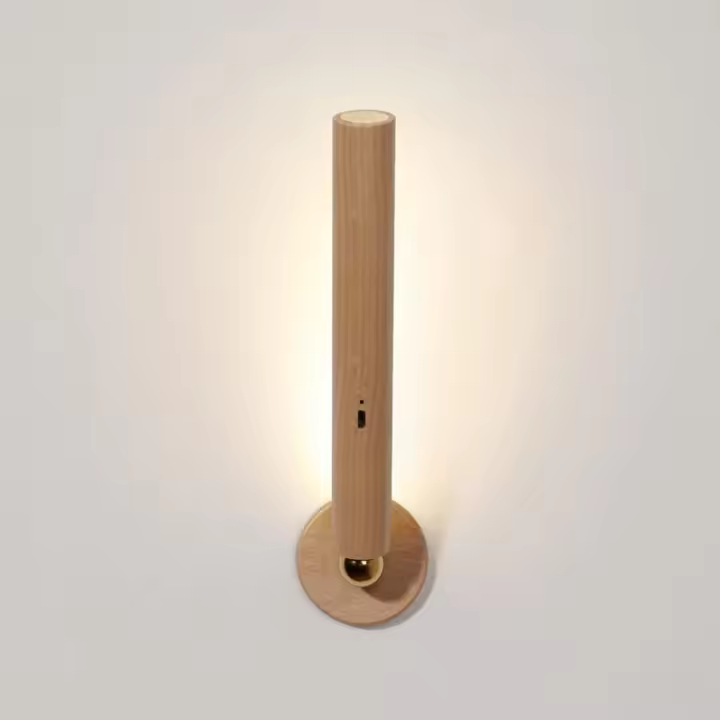 Lámpara De Pared Led Interior De Madera Usb Recargable Interruptor Táctil Magnético Lámpara De Pared De Madera Giratoria Portátil De 360 ° Lámpara De Noche Aplique Regulable Para Armario, Dor - 1