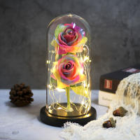 Lámpara De Rosas Rojas En Domos De Vidrio Base De Madera Belleza Y Bestia Regalo De San Valentín Y Navidad Decoración Para El Hogar - details 10