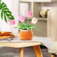Kit De Inicio Para Crochet De Tulipanes Hechos a Mano DIY Para Adultos Y Niños Con Plantas En Macetas Herramienta Textil Para Mujeres - details 6