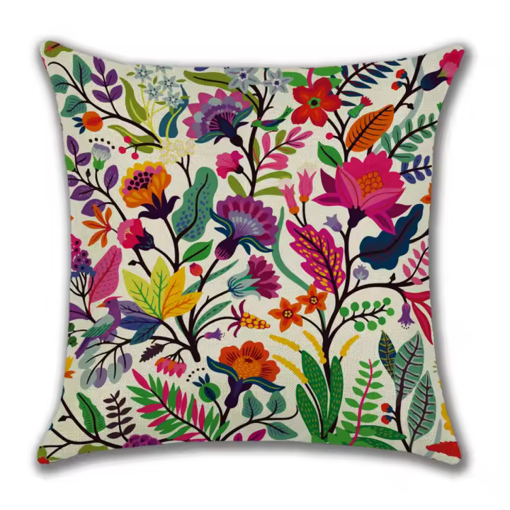 Juego de 4 fundas de almohada con diseño floral de 18x18 pulgadas, Fundas de cojín cuadradas Decorativas de Verano de 45 cm, Fundas de cojín con flores de Colores para sofá - 1