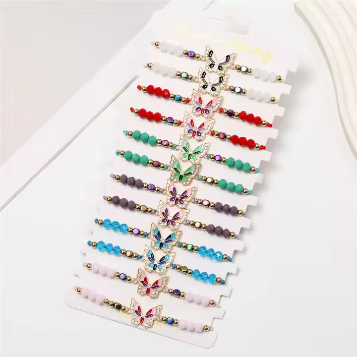 Pulsera Ajustable De Moda Con Colgantes De Mariposa De Aleación Y Diamantes Cristal Para Mujeres Pulsera De Cadena Sin Cierre - 1