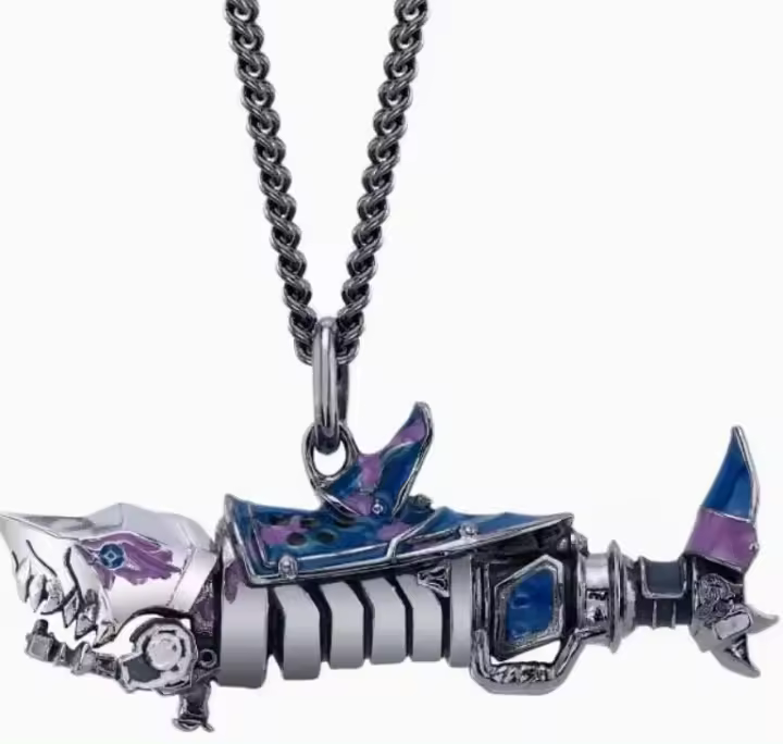 Collar de arma de Jinx - Mercancía Arcana Cañón Tiburón Hueso Cohete - Joyería artesanal de Jinx y Ekko - 1