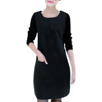 Vestido De Mujer Diario Con Mangas Largas Y Bolsillos Diseño Creativo A-Line Velocidad Con Bolsillo Sweatshirt De Terciopelo - details 1