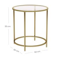 Mesa de centro de cristal y acero en dorado, decorativa, elegante para salón, diseño redondo y compacto - details 5