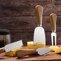 Conjunto De 4 Cuchillos Para Queso Leeseph Con Mango De Madera Acero Inoxidable Para Charcutería Y Cortador De Mantequilla - details 1