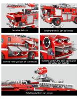 MOC Technical City Ladder Firetruck Building Blocks Set Policiales Con Camión De Agua Para Niños Juguetes De Bloques De Construcción - details 10