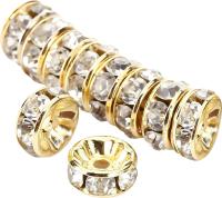 Kit de Cuentas para Bisutería – 200 Cuentas de Cristal, Hilo de Nylon y Separadores Dorados con Strass | Ideal para Pulseras, Collares y Manualidades - details 0