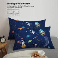 Juego De Cama 3 Piezas Estilo Espacial Con Patrón De Astronauta Y Cielo Estrellado Funda De Edredón Y 2 Fundas De Almohada Poliéster Cómodo Set De Cama - details 4