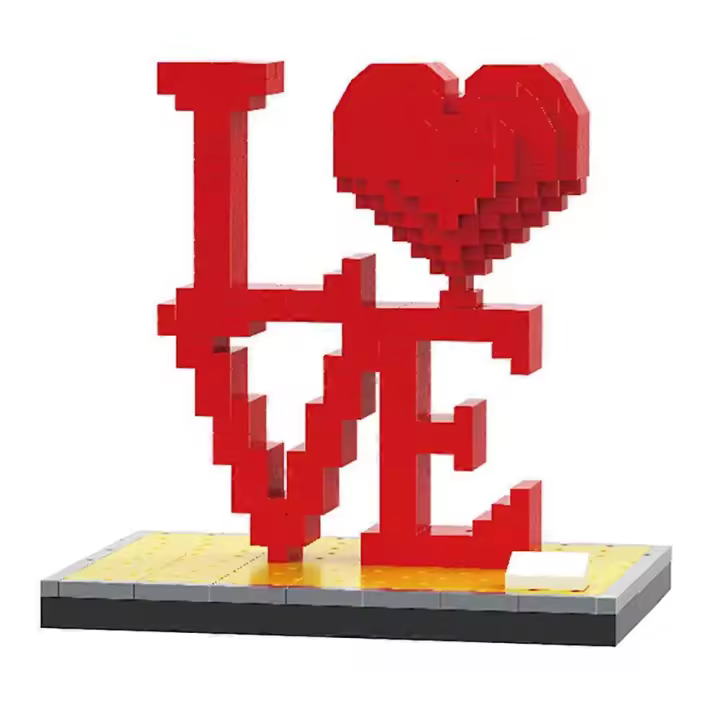 Amor rosa roja corazón bloques de construcción micro partículas bloques de construcción juguete romántico presente para el amante - 1