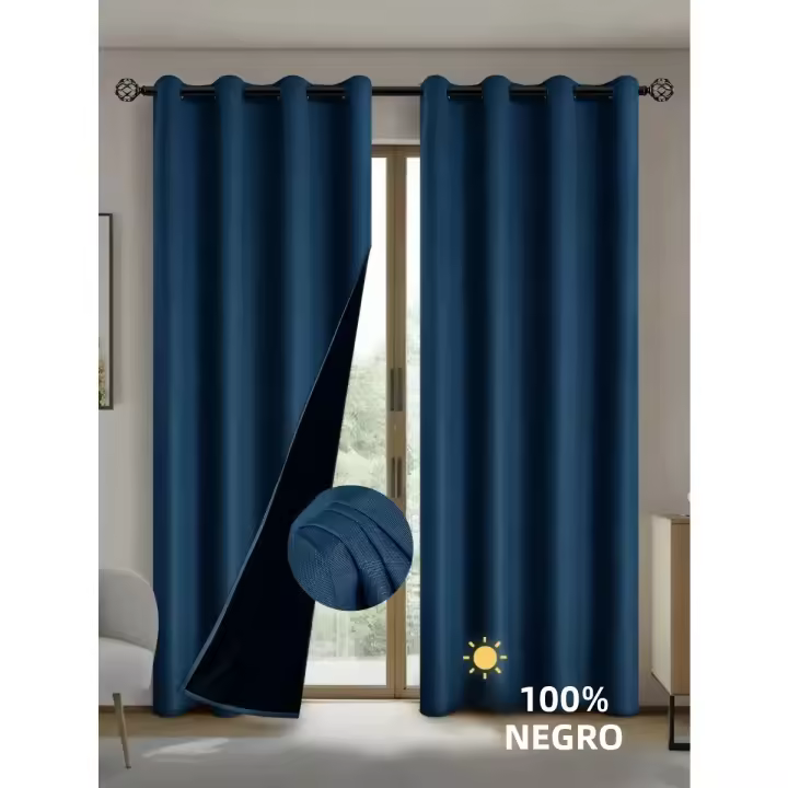 Cortinas De Blackout 100% Con Tope De Grommets Para Decoración De Hogar Sala De Estar Dormitorio Cocina Aislamiento De Luz Modernas - 1
