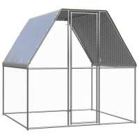 vidaXL Gallinero de acero galvanizado plateado y gris 2x2x2 m - details 0