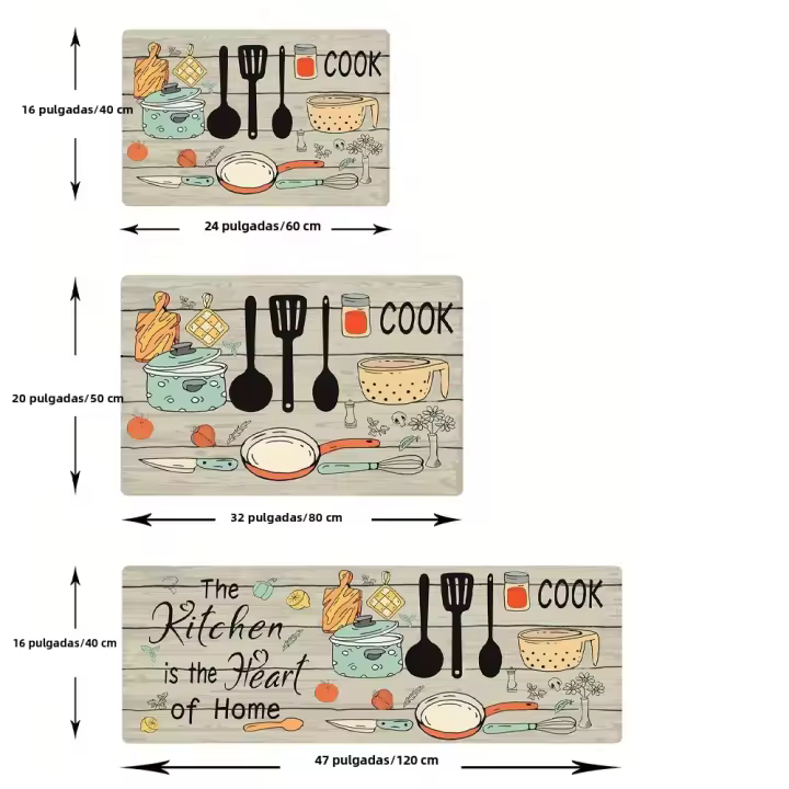 Alfombra De Cocina Impermeable Con Diseño De Cuchillo Y Fork 1PC Alfombra De Piso Para Decoración Del Hogar Material De Poliéster Lavable - 1