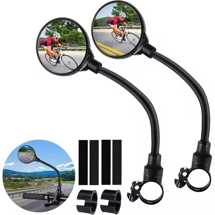 Juego de 2 espejos de bicicleta para manillar, espejo de manillar retro 360 ° ajustable, espejo de scooter eléctrico, bisel de espejo para bicicleta de montaña, bicicleta de carretera, bicicleta de carreras, ciclomotor - 1
